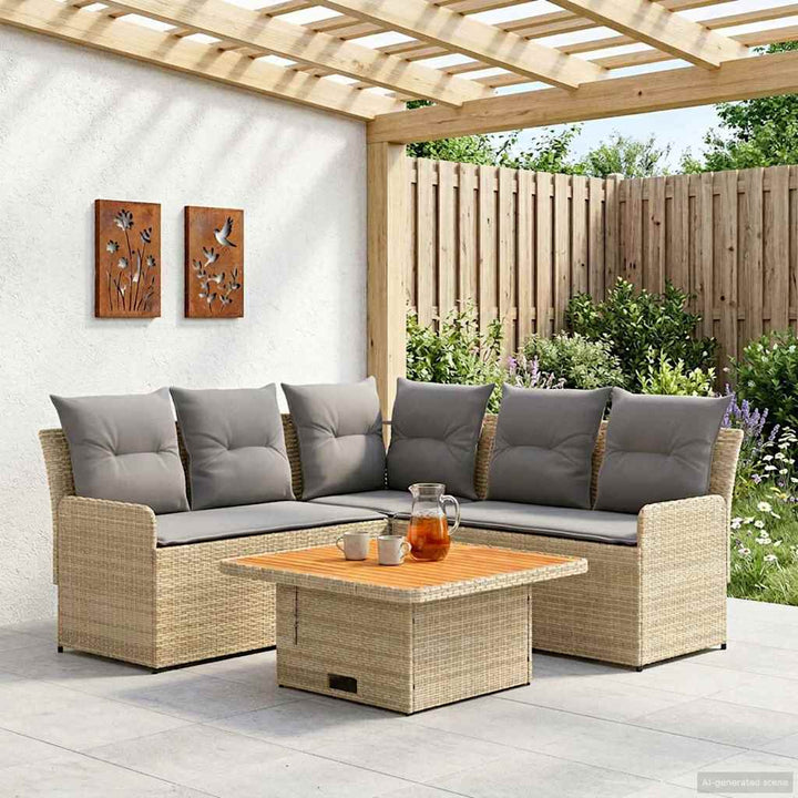 Møbel sæt 4 stk. Beige og lys grå PE Rattan