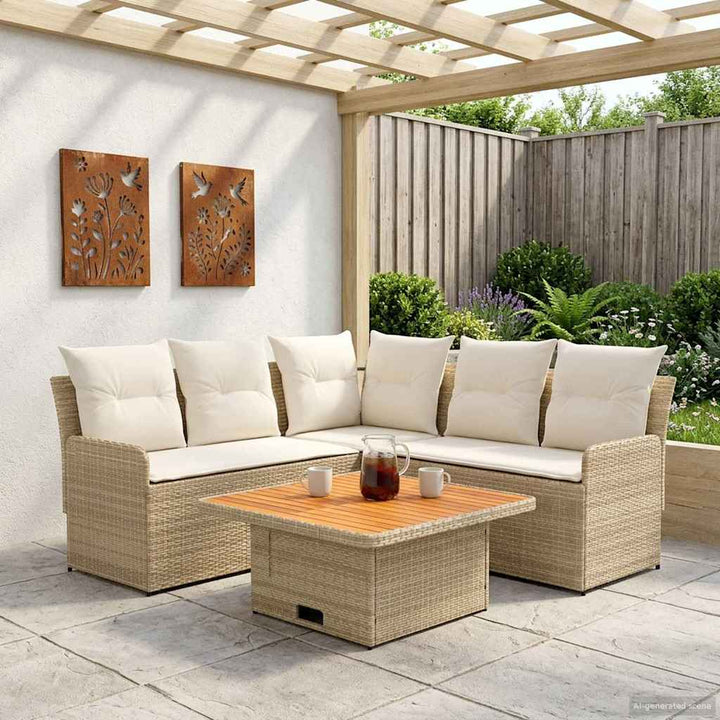 Møbel sæt 4 stk. Beige og creme PE Rattan