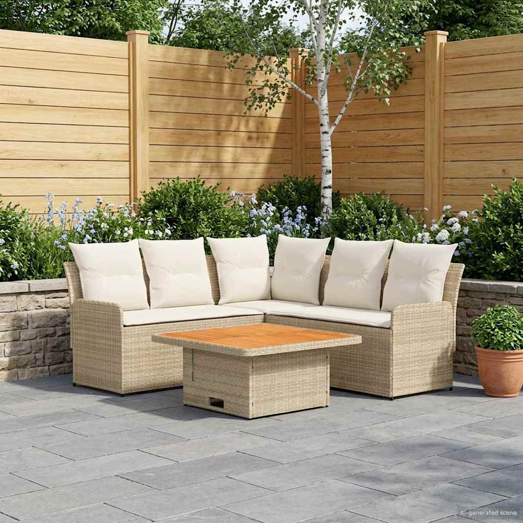 Møbel sæt 4 stk. Beige og creme PE Rattan