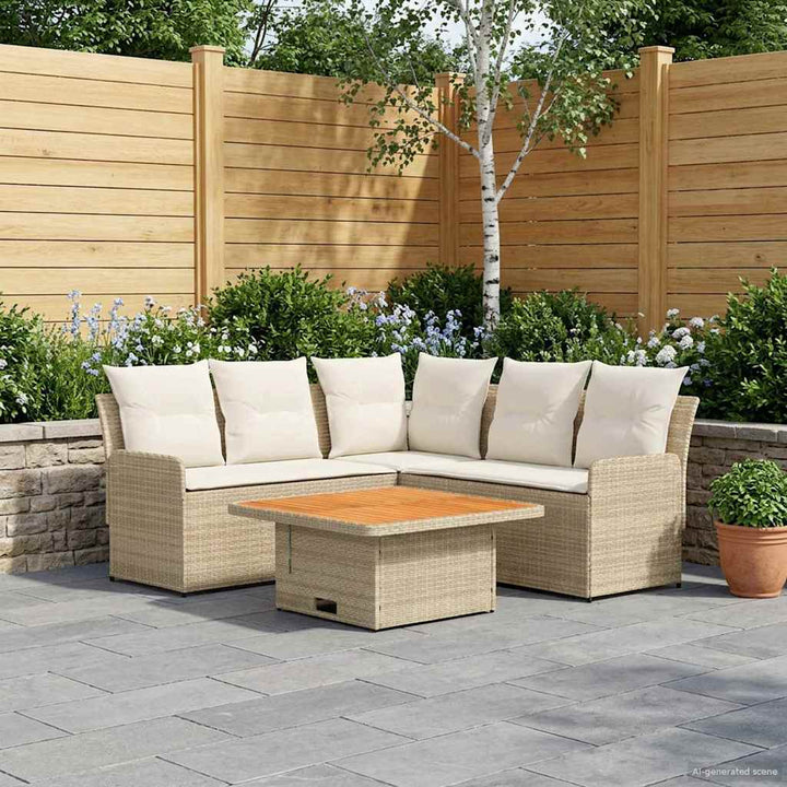 Møbel sæt 4 stk. Beige og creme PE Rattan