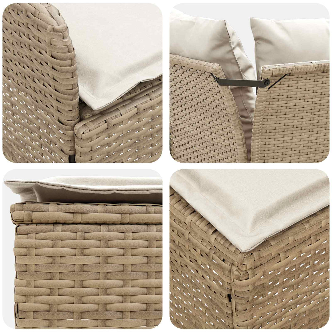 Møbel sæt 6 stk. Beige og creme PE Rattan