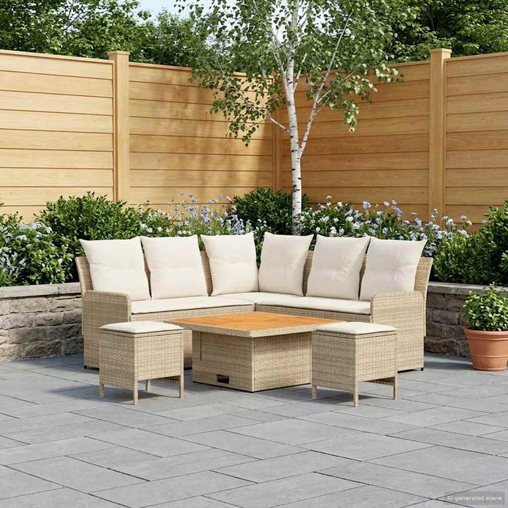 Møbel sæt 6 stk. Beige og creme PE Rattan