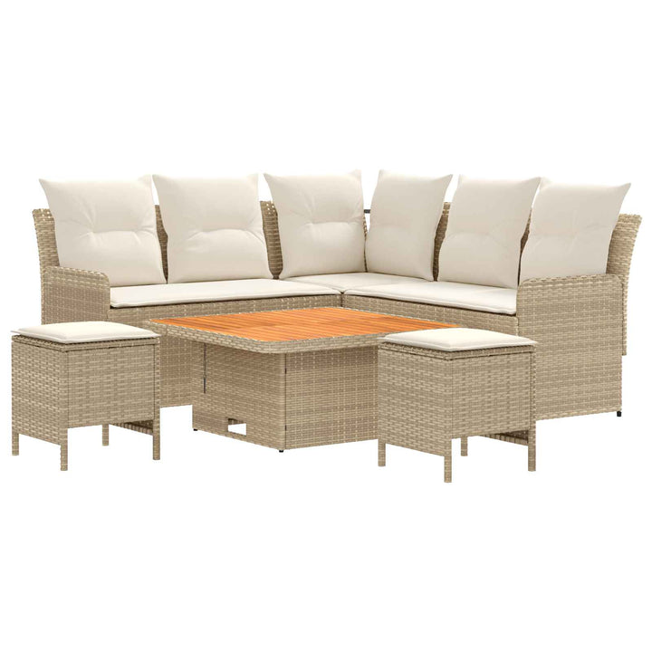 Møbel sæt 6 stk. Beige og creme PE Rattan