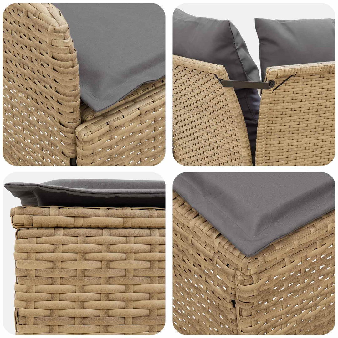 Møbel sæt 7 stk. Beige og lys grå PE Rattan