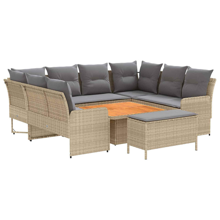 Møbel sæt 7 stk. Beige og lys grå PE Rattan