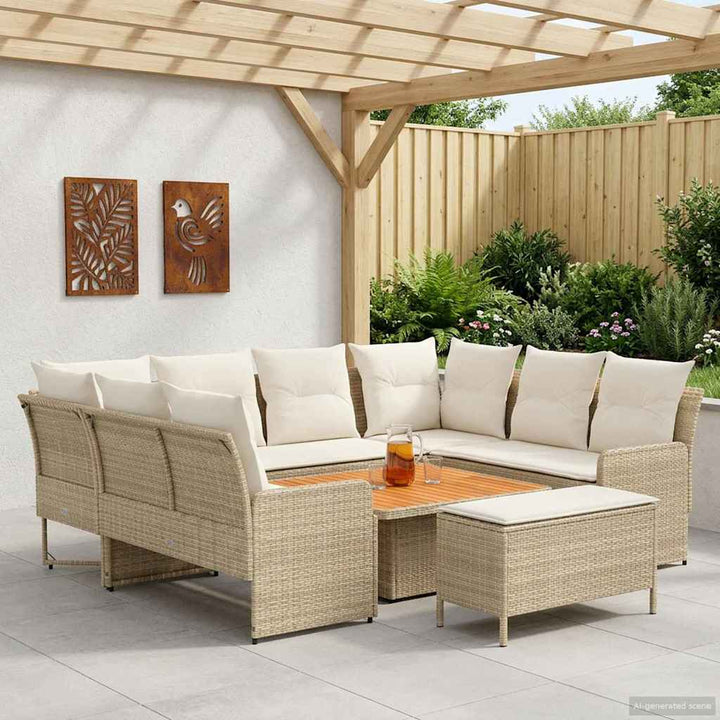 Møbel sæt 7 stk. Beige og creme PE Rattan