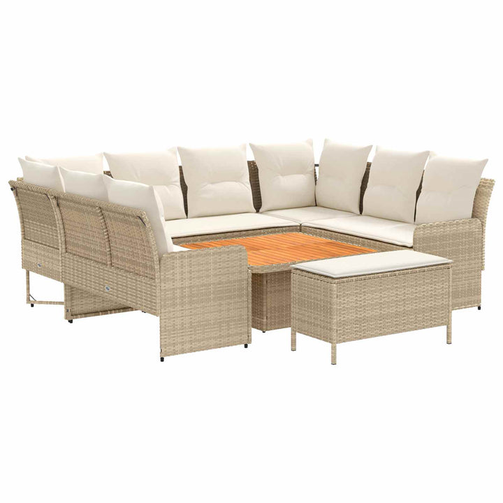 Møbel sæt 7 stk. Beige og creme PE Rattan