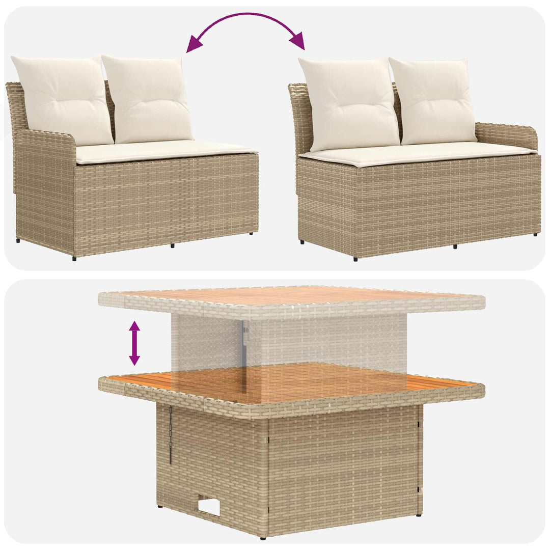 Møbel sæt 7 stk. Beige og creme PE Rattan