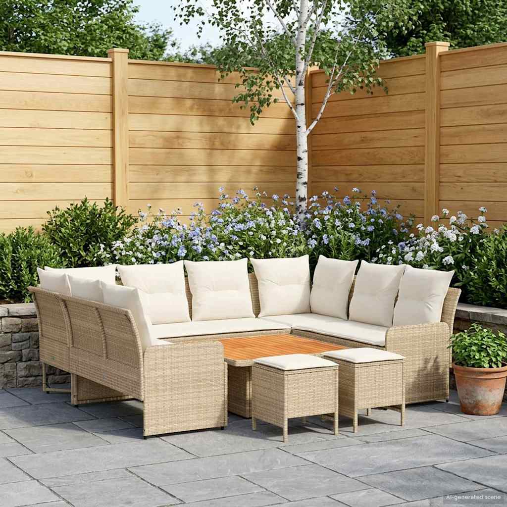 Møbel sæt 8 stk. Beige og creme PE Rattan