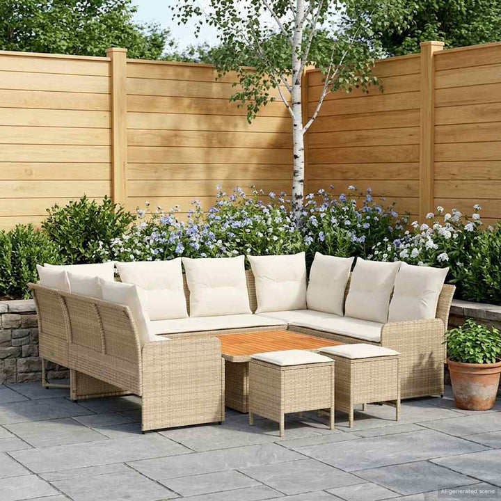 Møbel sæt 8 stk. Beige og creme PE Rattan