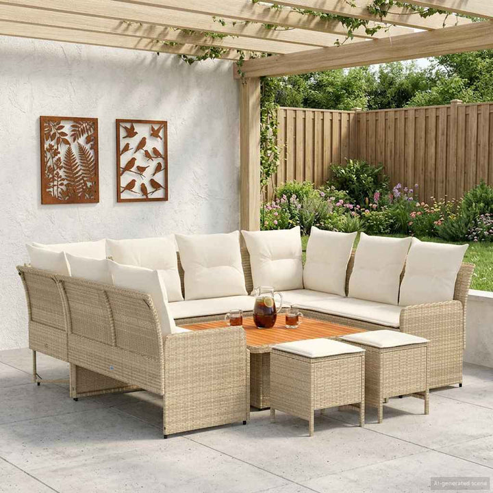 Møbel sæt 8 stk. Beige og creme PE Rattan