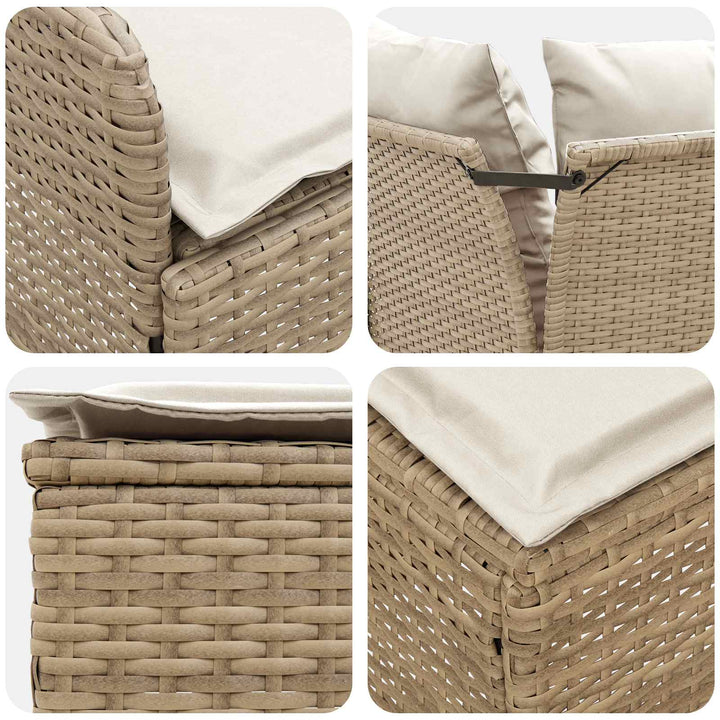 Møbel sæt 5 stk. Beige og creme PE Rattan