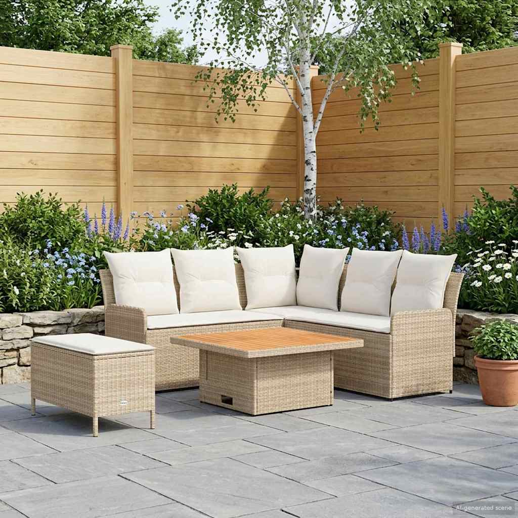 Møbel sæt 5 stk. Beige og creme PE Rattan