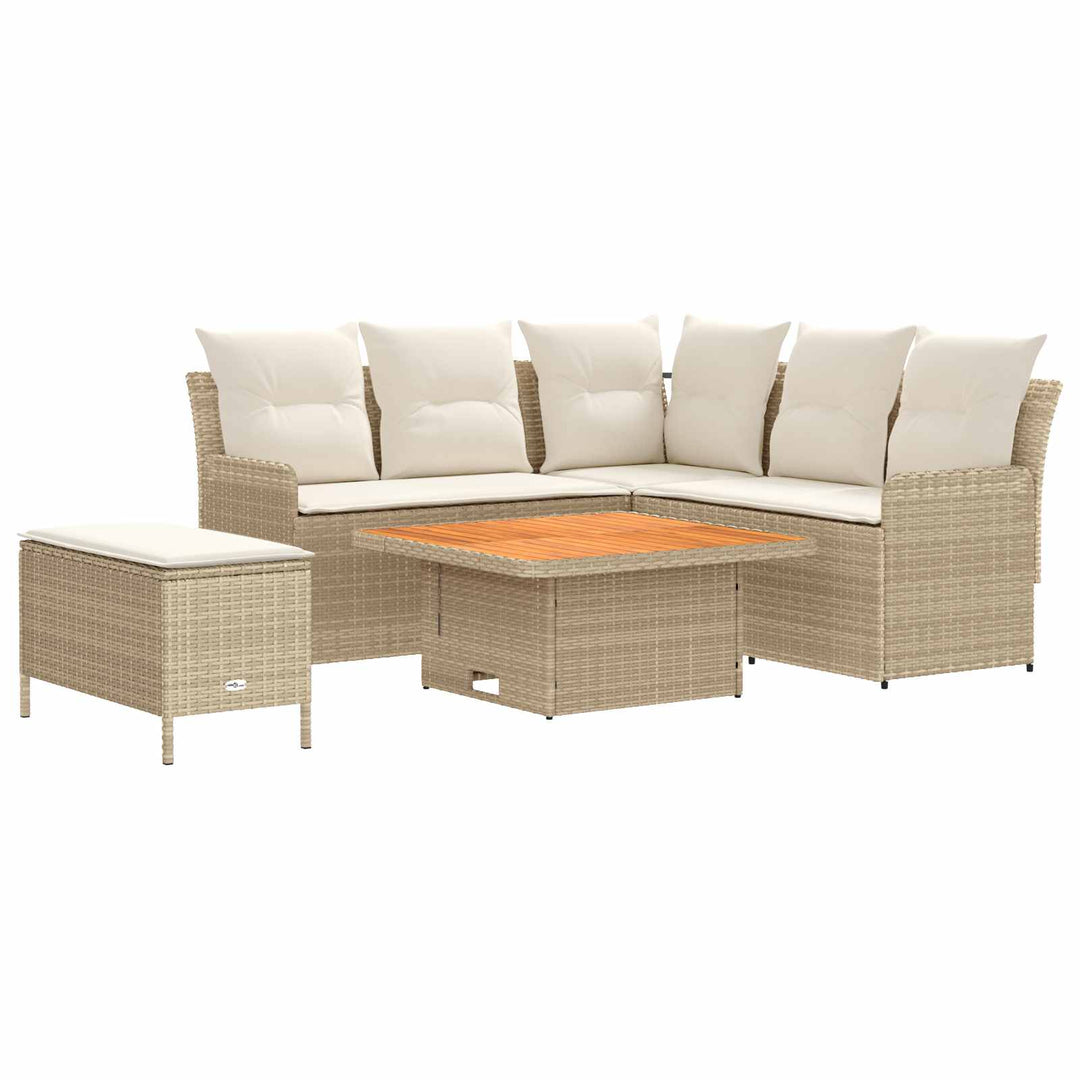 Møbel sæt 5 stk. Beige og creme PE Rattan
