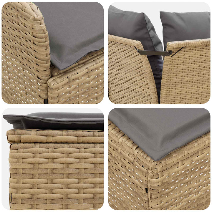 Møbel sæt 7 stk. Beige og lys grå PE Rattan