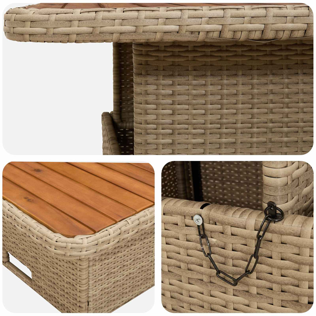 Møbel sæt 7 stk. Beige og lys grå PE Rattan