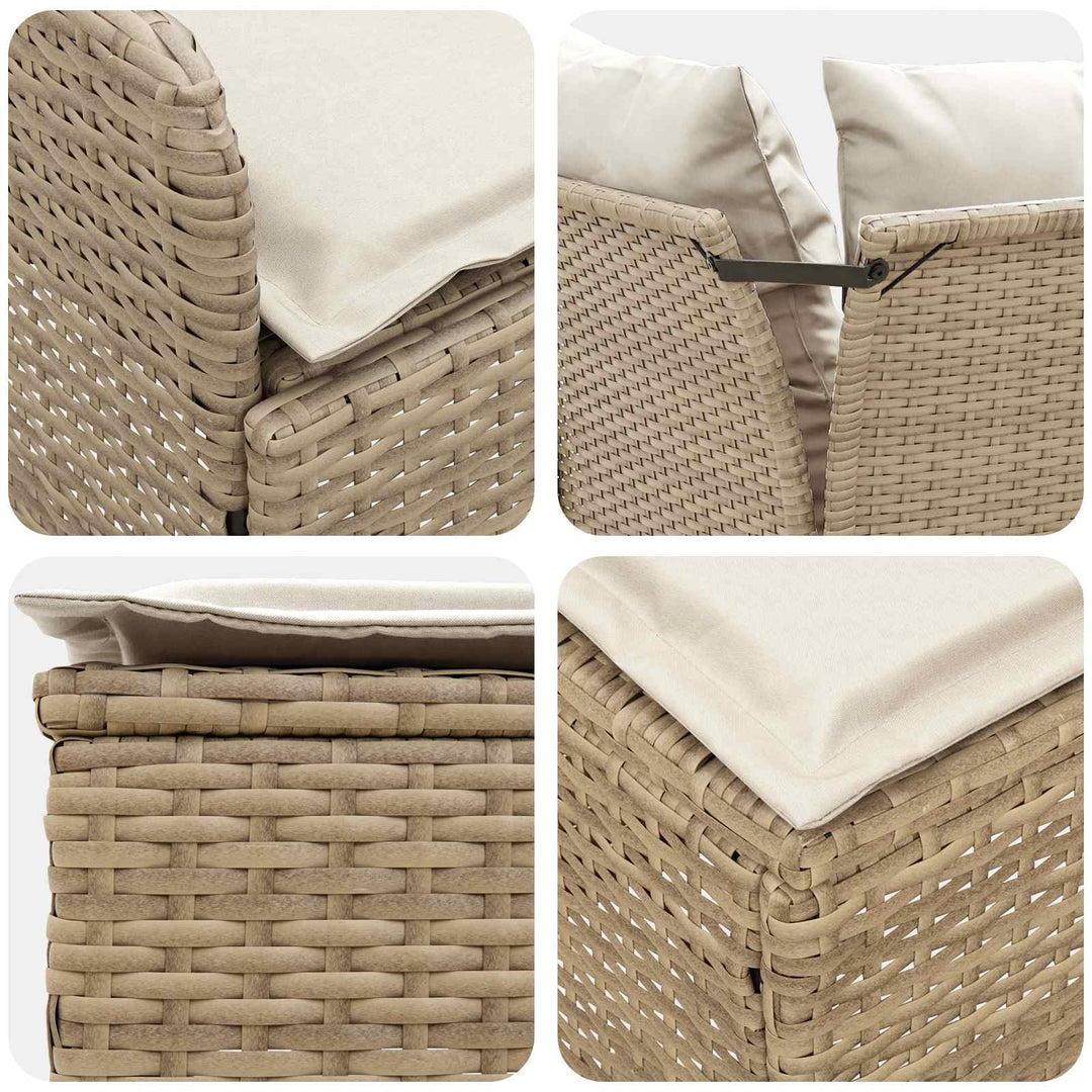 Møbel sæt 7 stk. Beige og creme PE Rattan