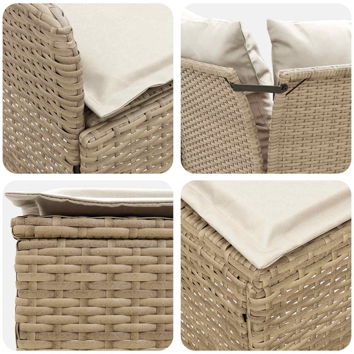 Møbel sæt 7 stk. Beige og creme PE Rattan