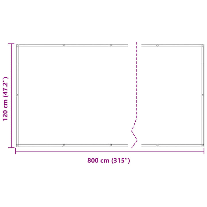 Altan Skærm Lys Grå og Hvid 120 x 800 cm PU belagt oxford alu