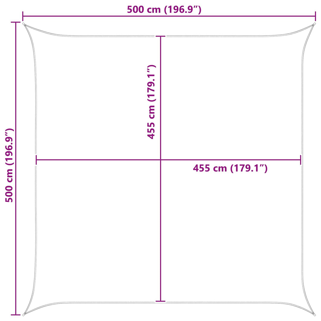 Solskygge sejl Lys Grå og Hvid 5 x 5 m 100% polyester Oxford