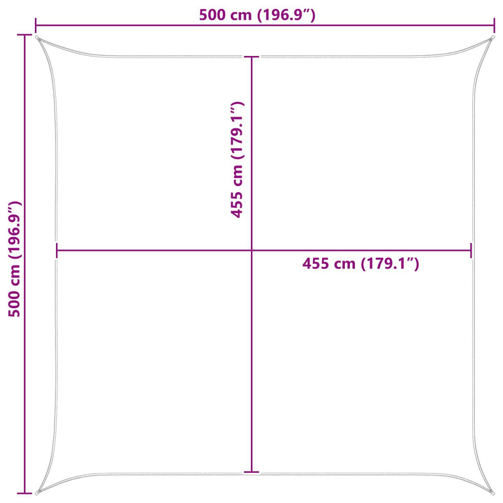 Solskygge sejl Lys Grå og Hvid 5 x 5 m 100% polyester Oxford