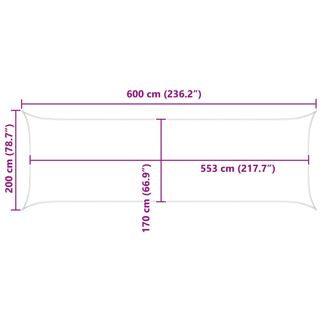 Solskygge sejl Sandfarvet 6 x 2 m 100% polyester Oxford
