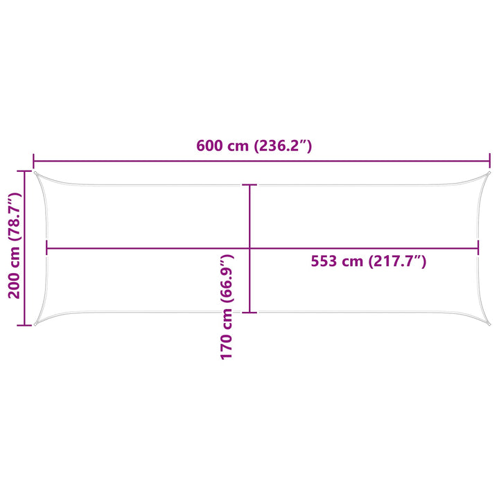 Solskygge sejl Sandfarvet 6 x 2 m 100% polyester Oxford