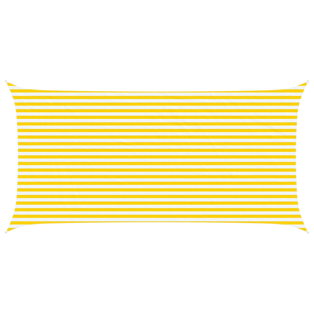 Solskygge sejl Gul og Hvid 6 x 3 m 100% polyester Oxford