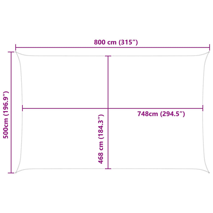Solskygge sejl Gul og Hvid 8 x 5 m 100% polyester Oxford