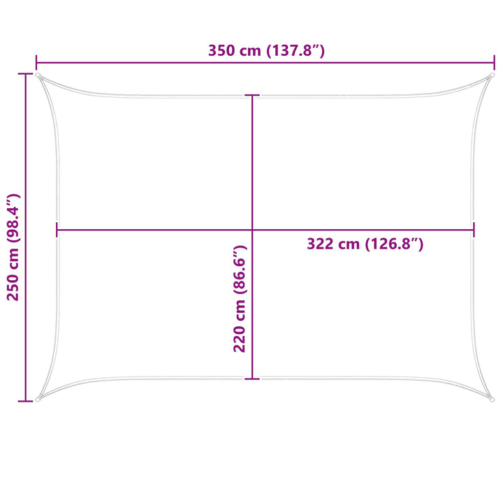 Solskygge sejl 3,5 x 2,5 m 100% polyester Oxford Rektangulær