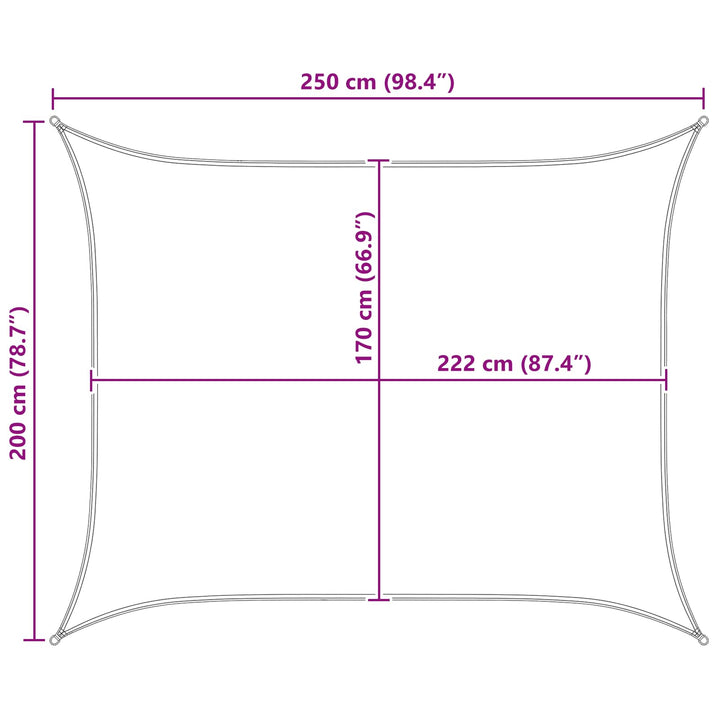 Solskygge sejl Lys Grå og Hvid 2 x 2,5 m 100% polyester Oxford