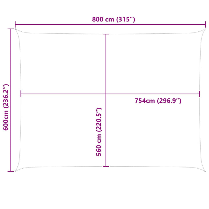 Solskygge sejl Lys Grå og Hvid 8 x 6 m 100% polyester Oxford