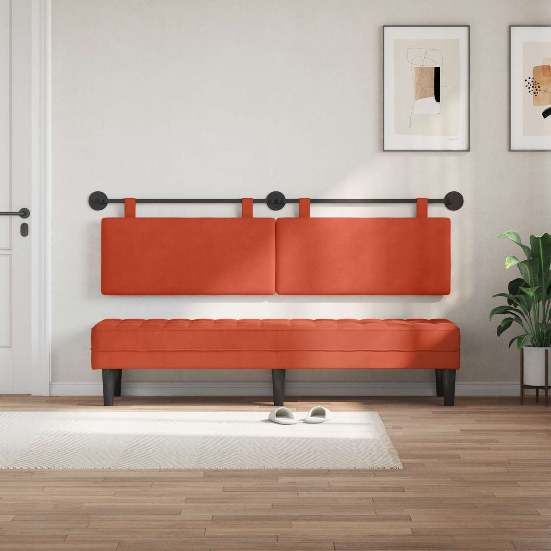 Hængende sengegavl Rød orange Velourstof