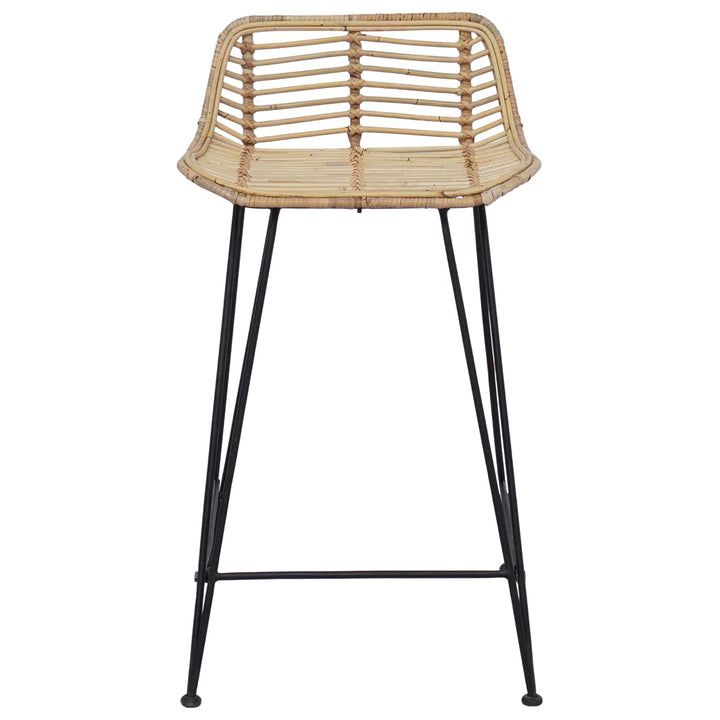 Barbænk 2 pcs Naturfarvet 44 x 45 x 76 cm Rattan og Stål