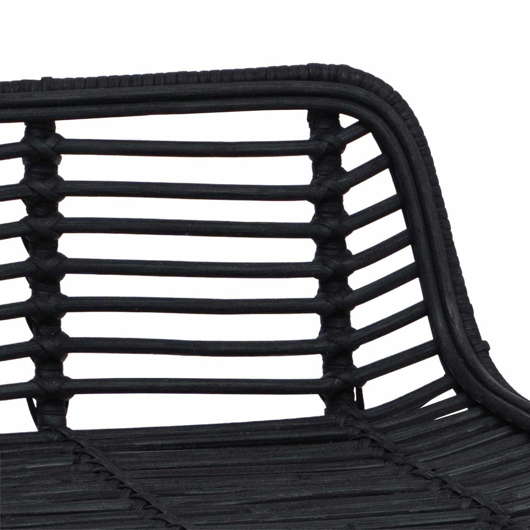Barbænk 2 pcs Sort 44 x 45 x 76 cm Rattan og Stål