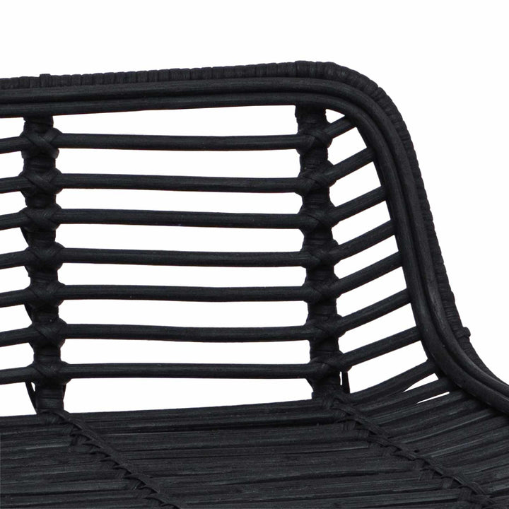 Barbænk 2 pcs Sort 44 x 45 x 76 cm Rattan og Stål