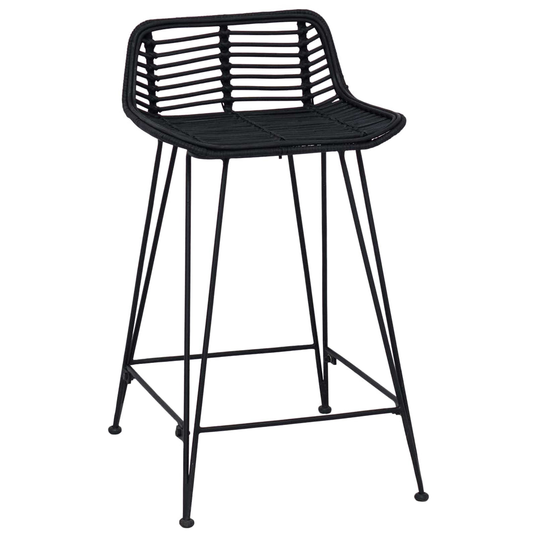 Barbænk 2 pcs Sort 44 x 45 x 76 cm Rattan og Stål