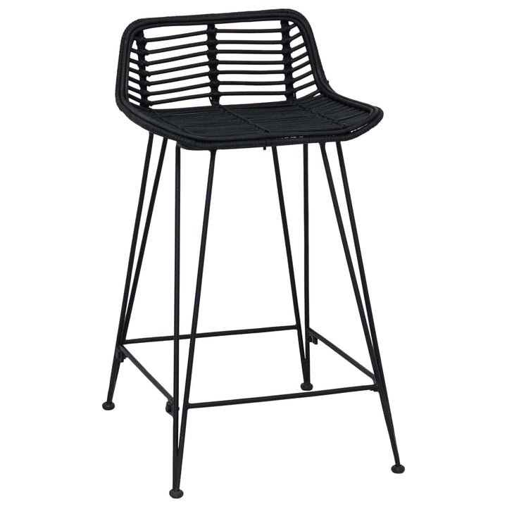 Barbænk 2 pcs Sort 44 x 45 x 76 cm Rattan og Stål