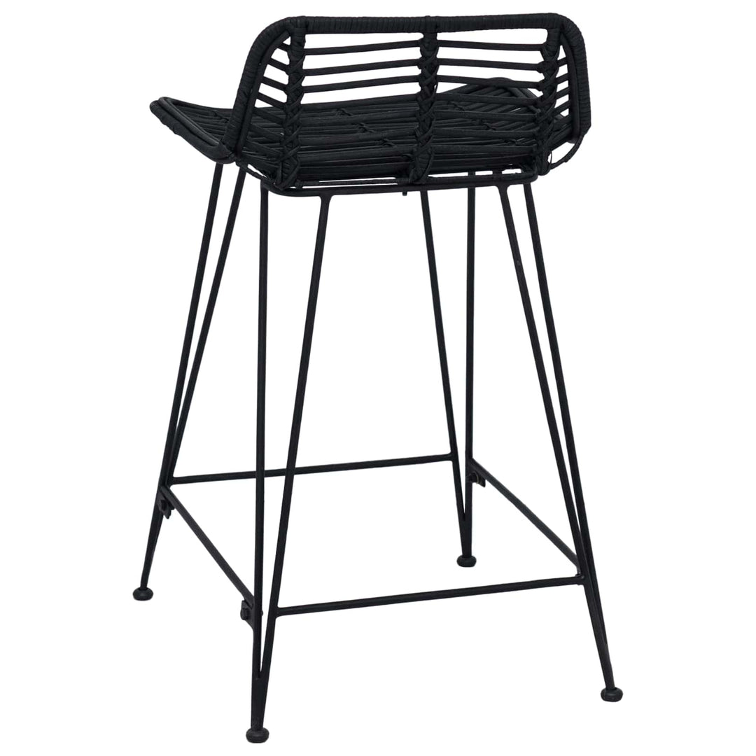 Barbænk 2 pcs Sort 44 x 45 x 76 cm Rattan og Stål