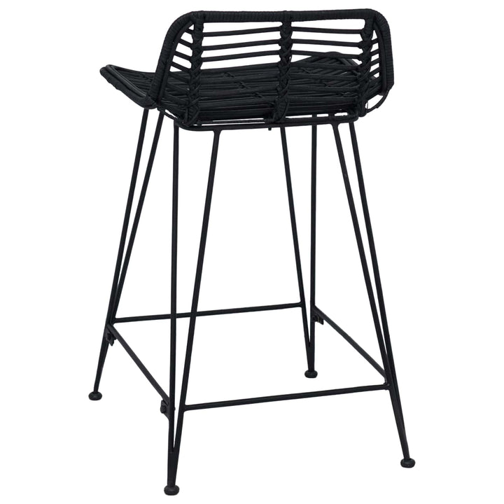 Barbænk 2 pcs Sort 44 x 45 x 76 cm Rattan og Stål