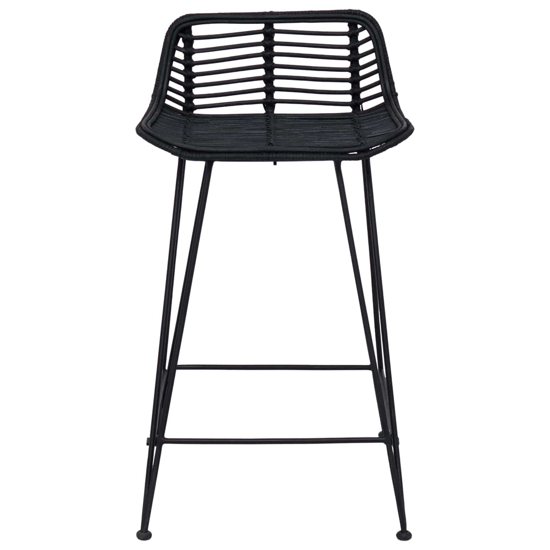 Barbænk 2 pcs Sort 44 x 45 x 76 cm Rattan og Stål