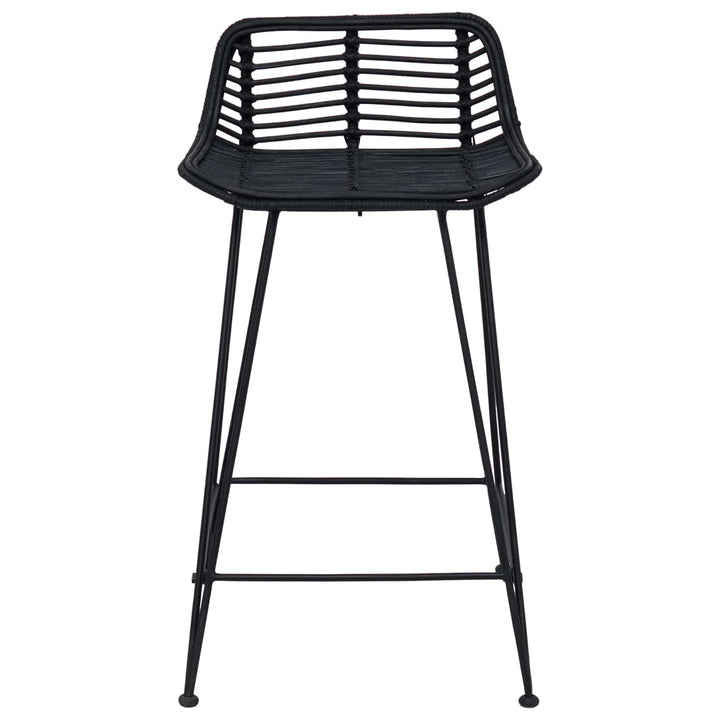 Barbænk 2 pcs Sort 44 x 45 x 76 cm Rattan og Stål