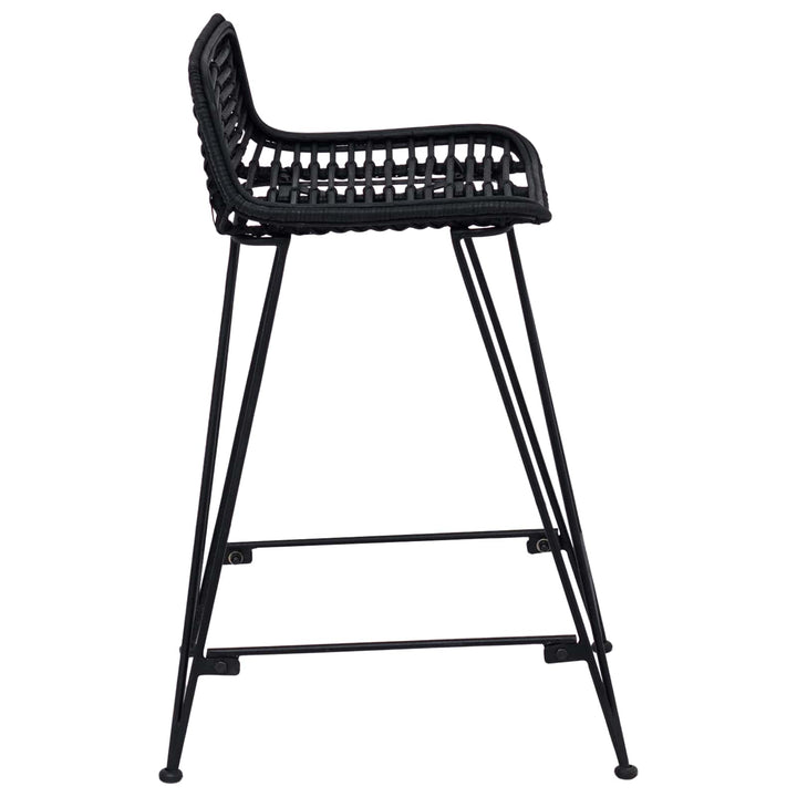 Barbænk 2 pcs Sort 44 x 45 x 76 cm Rattan og Stål