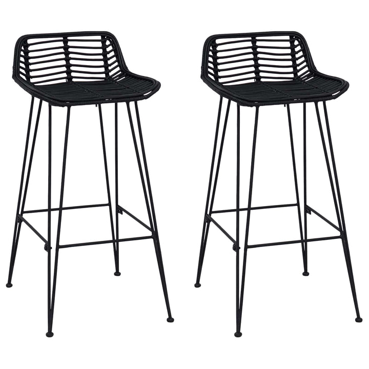 Barbænk 2 pcs Sort 44 x 46 x 91 cm Rattan og Stål
