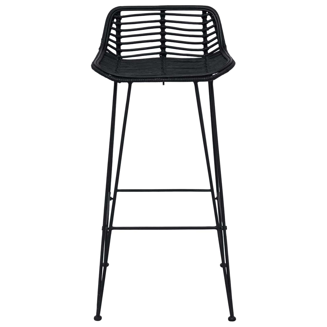 Barbænk 2 pcs Sort 44 x 46 x 91 cm Rattan og Stål
