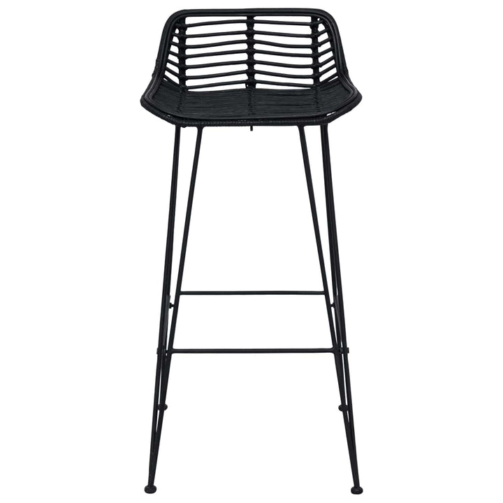 Barbænk 2 pcs Sort 44 x 46 x 91 cm Rattan og Stål