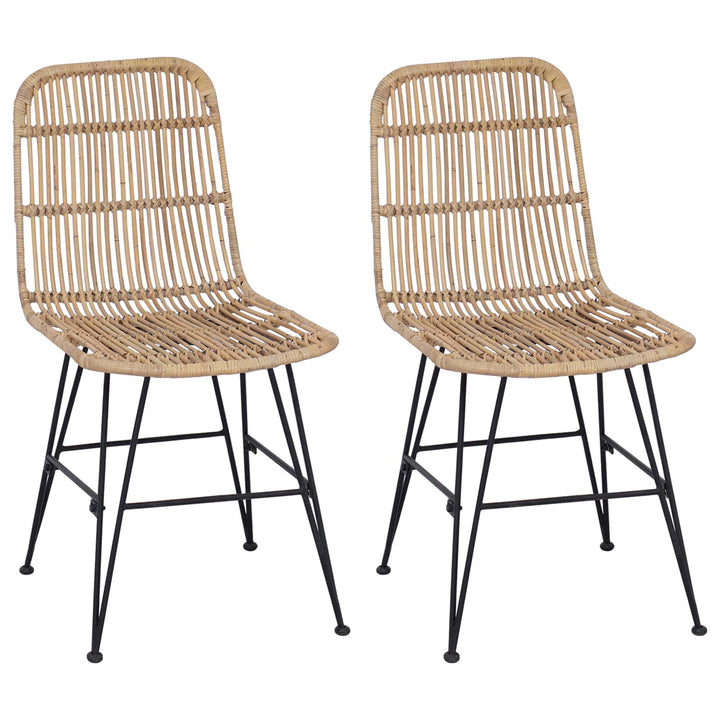 Spisestol 2 pcs Naturfarvet 41 x 55 x 85 cm Rattan og Stål