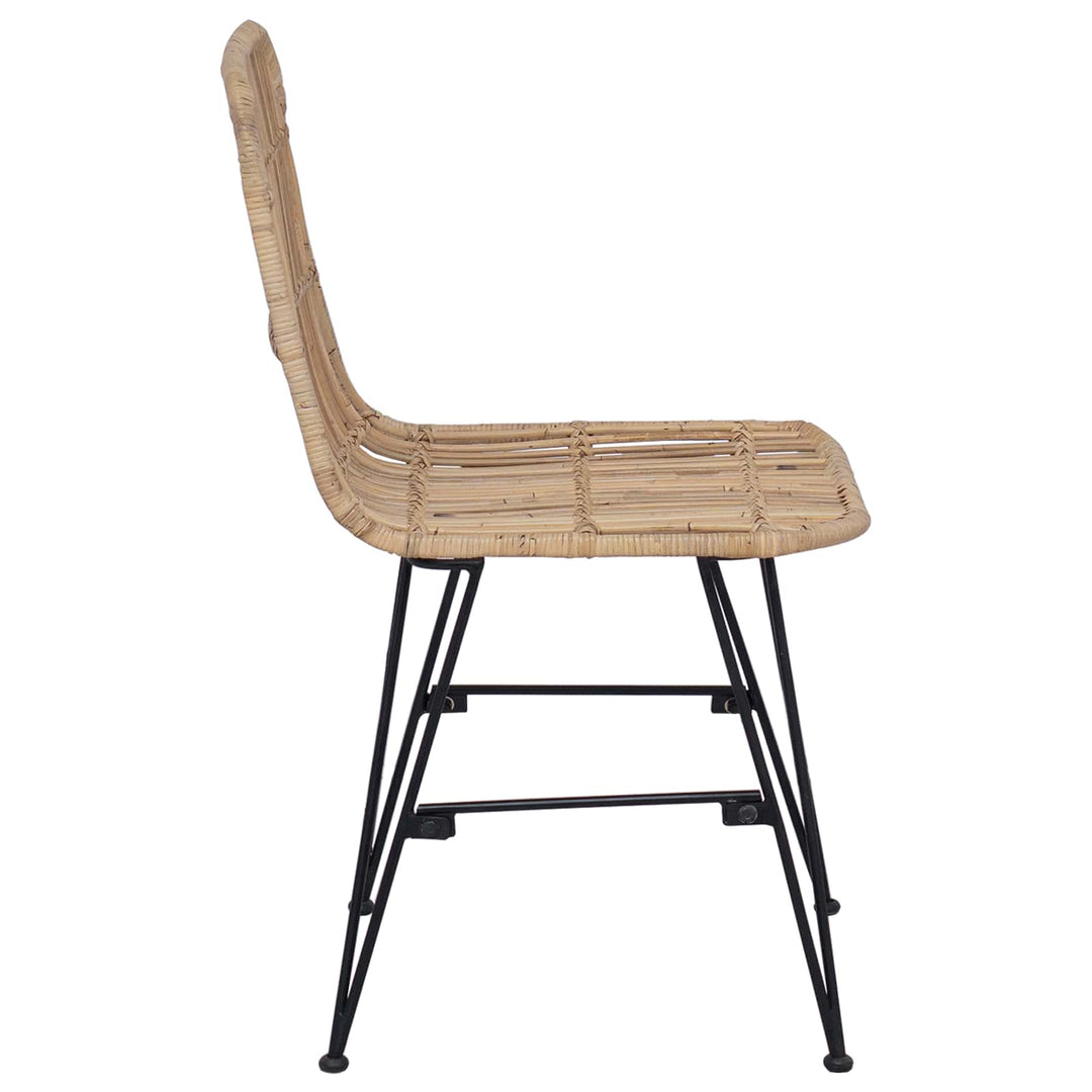 Spisestol 2 pcs Naturfarvet 41 x 55 x 85 cm Rattan og Stål