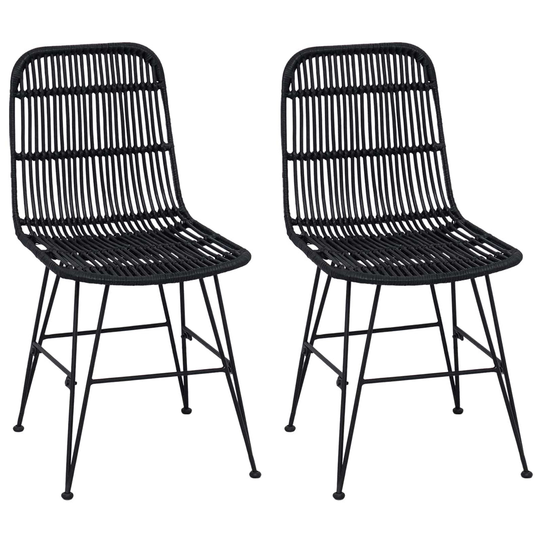 Spisestol 2 pcs Sort 41 x 55 x 85 cm Rattan og Stål
