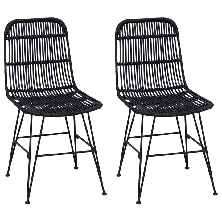 Spisestol 2 pcs Sort 41 x 55 x 85 cm Rattan og Stål